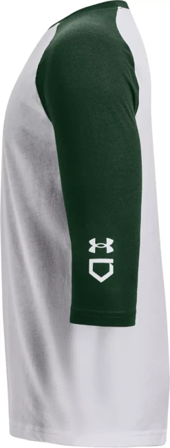 Under Armour Youth Classic 3/4 Sleeve Baseball Shirt -Rawlings Baseball Shop 1375661 301 WhiteForestGreen SDE