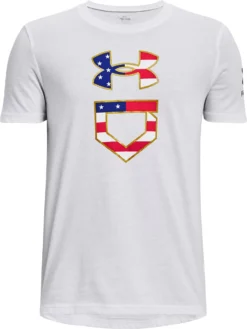 Under Armour Boys' Freedom Icon Baseball T-Shirt -Rawlings Baseball Shop 1377688 100 WhiteModGray FRT