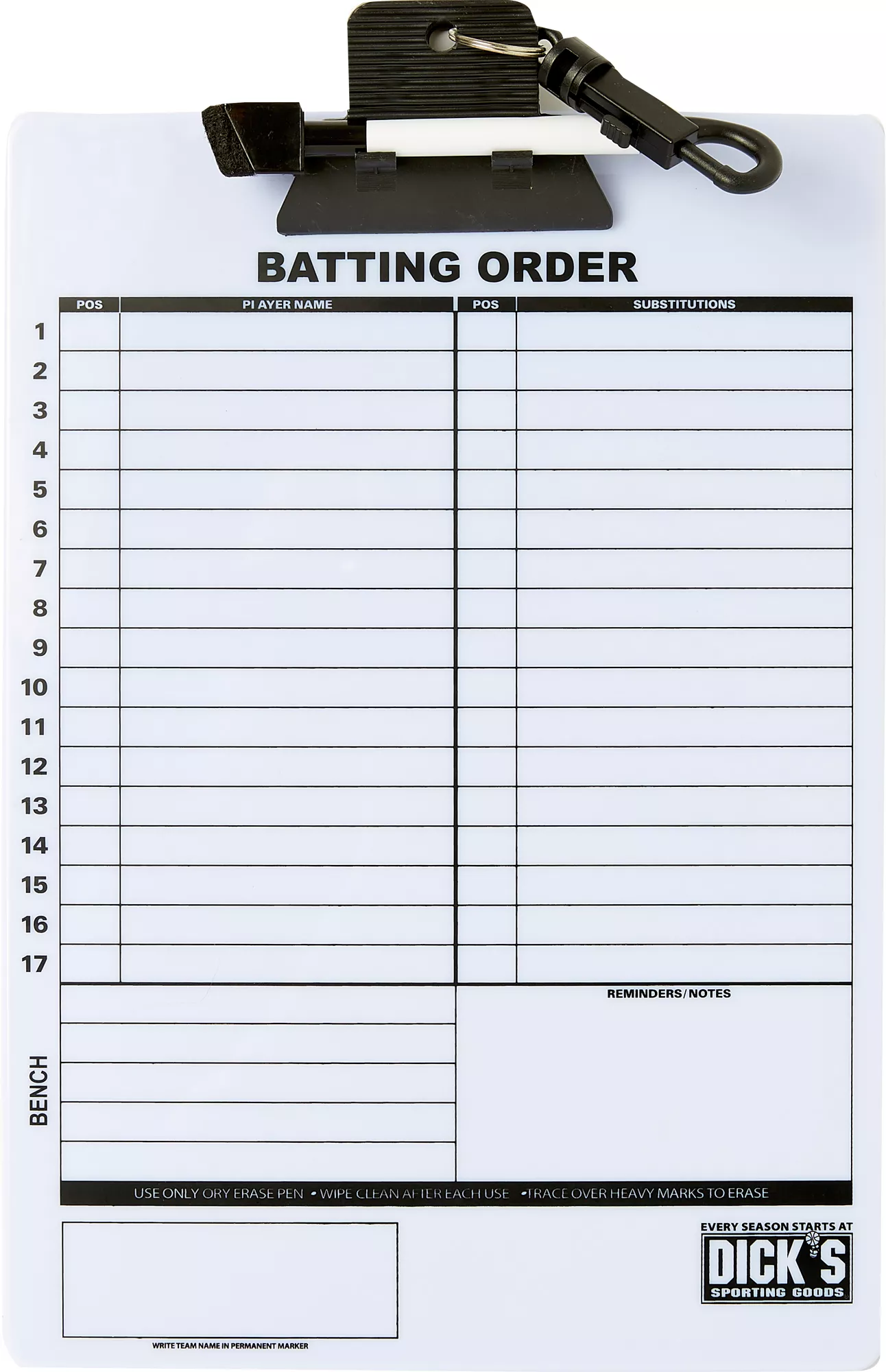 DICK'S Sporting Goods Baseball/Softball Coach's Clipboard 1 DICK'S Sporting Goods Baseball/Softball Coach's Clipboard