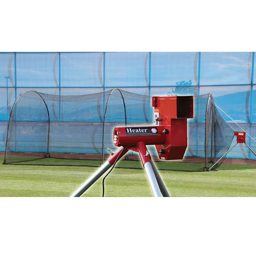 Heater Baseball Pitching Machine & Xtender 24' Batting Cage 1 Heater Baseball Pitching Machine & Xtender 24' Batting Cage