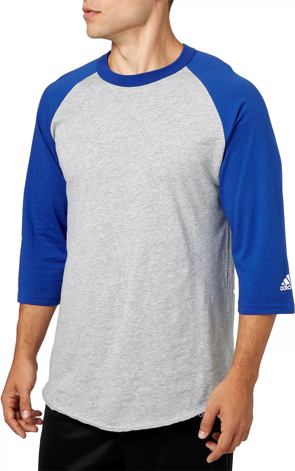 Adidas Men's Triple Stripe ¾ Sleeve Heather Baseball Shirt 1 Adidas Men's Triple Stripe ¾ Sleeve Heather Baseball Shirt