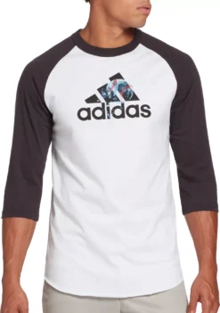 Adidas Men's Triple Stripe Graphic ¾ Sleeve Baseball Shirt