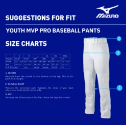 Mizuno Boys' MVP Pro Baseball Pants 13 Mizuno Boys' MVP Pro Baseball Pants -Rawlings Baseball Shop 350593 White DET alt1