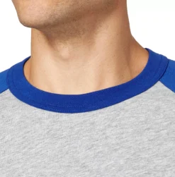 Adidas Men's Triple Stripe ¾ Sleeve Heather Baseball Shirt 9 Adidas Men's Triple Stripe ¾ Sleeve Heather Baseball Shirt -Rawlings Baseball Shop BBA00104H BlueSurf DET alt1