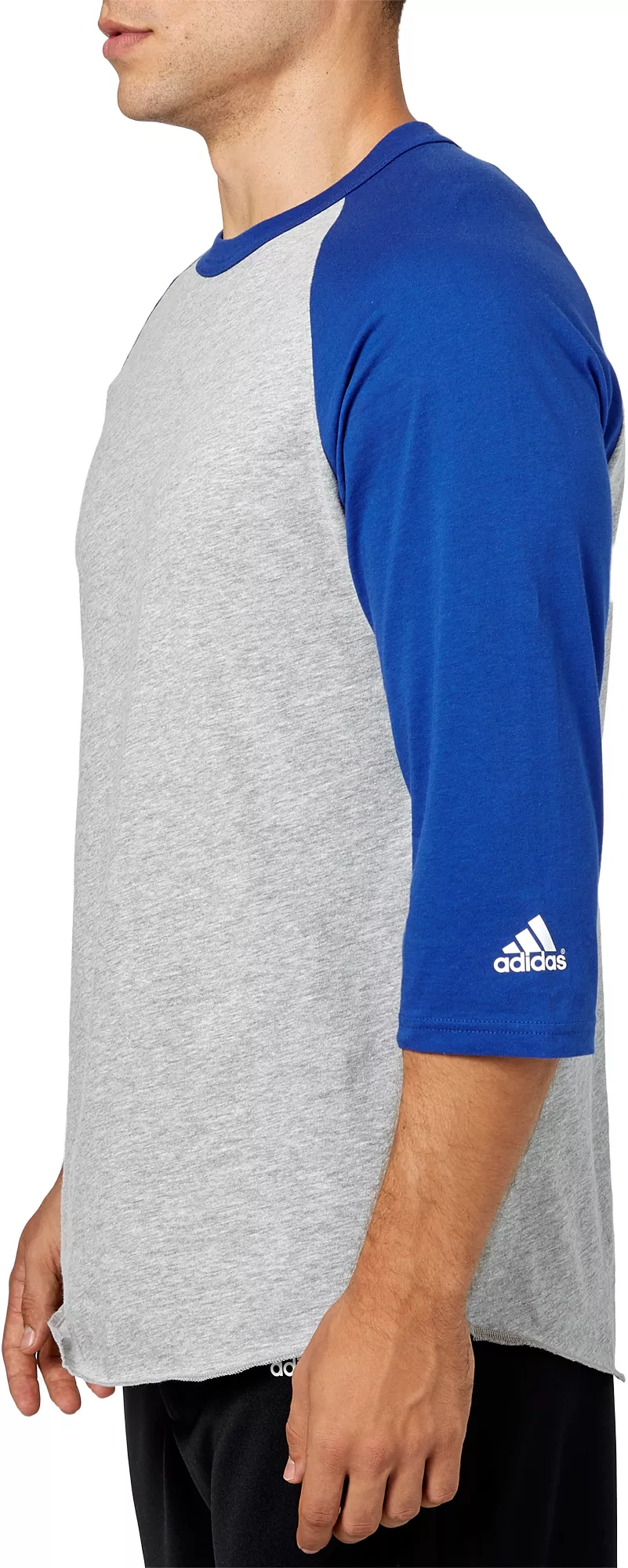 Adidas Men's Triple Stripe ¾ Sleeve Heather Baseball Shirt 2 Adidas Men's Triple Stripe ¾ Sleeve Heather Baseball Shirt - Image 2