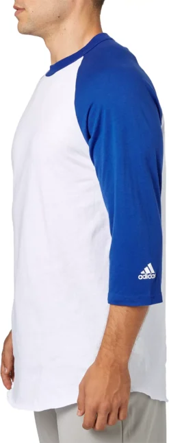 Adidas Adult Triple Stripe ¾ Sleeve Baseball Practice Shirt -Rawlings Baseball Shop BBA00104 SurfTheWeb SDE