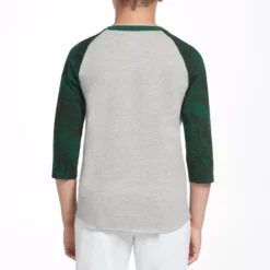 Adidas Boys' Triple Stripe Printed ¾ Sleeve Baseball Graphic Shirt -Rawlings Baseball Shop BBA11032 GreenTwistCamoLogo MODBCK