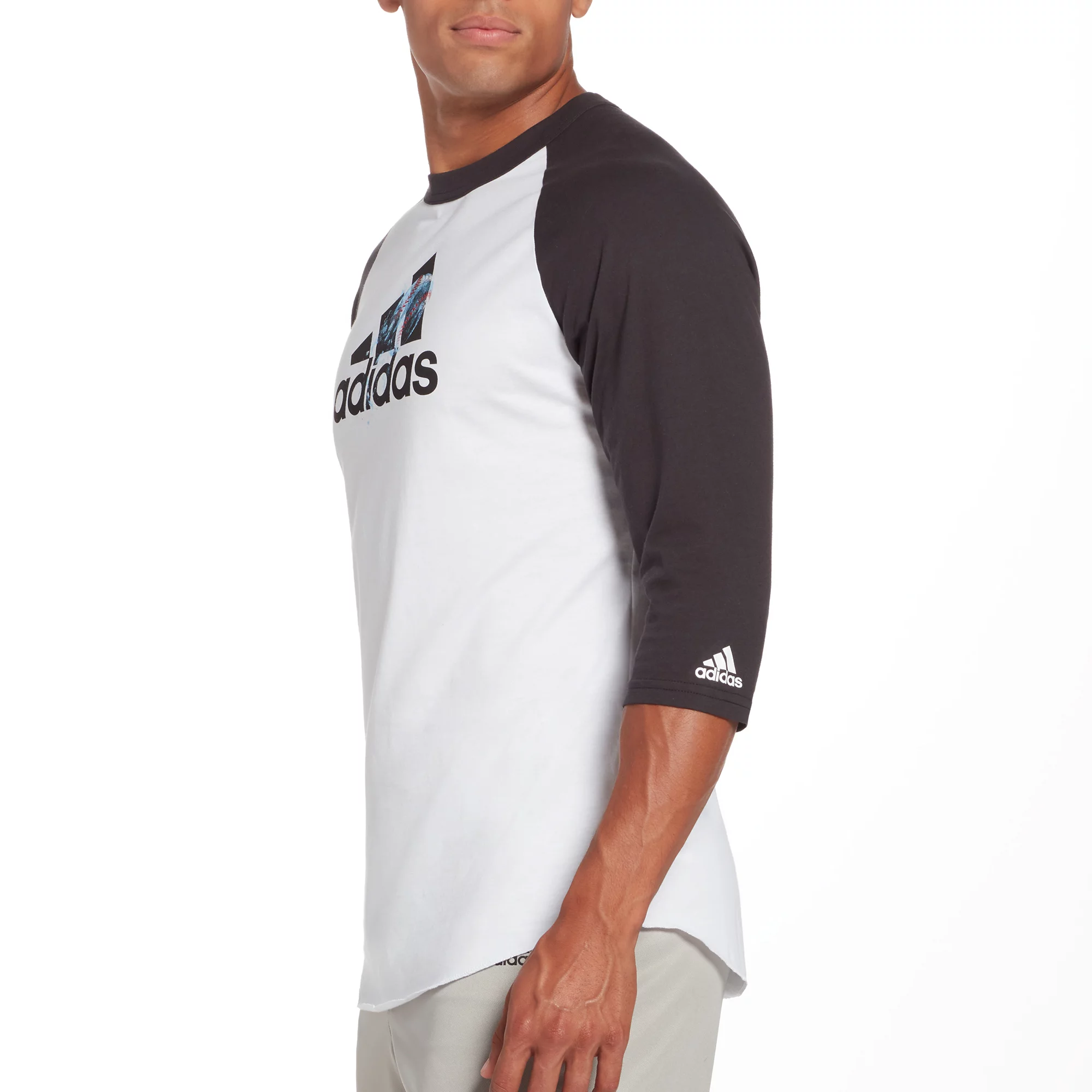 Adidas Men's Triple Stripe Graphic ¾ Sleeve Baseball Shirt 3 Adidas Men's Triple Stripe Graphic ¾ Sleeve Baseball Shirt - Image 3